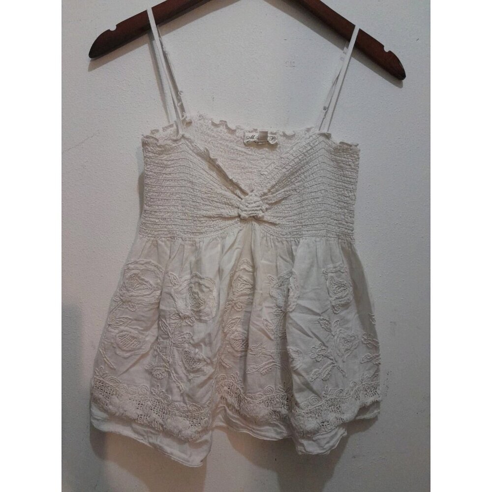 Womens Baby Doll Y2K Coquette Crochet Embroidered Lace Size XS Top Ivory